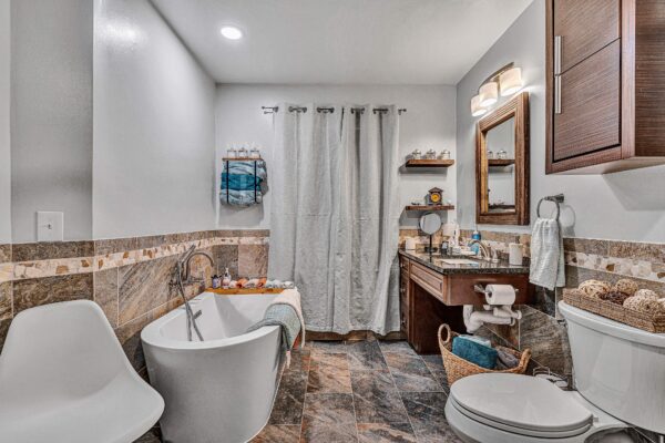 SAH Grant, Veteran, Aging-In-Place, Universal Design, Wheelchair Accessible, Barn Door, Curbless Tile Shower, Comfort Height Commode, Roll-under Vanity, Soaking Tub, Wet Room