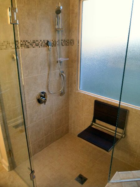 vinton virginia aging in place custom bathroom tile shower fold down bench handheld shower