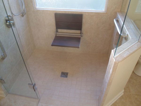 vinton virginia aging in place custom bathroom tile shower fold down bench