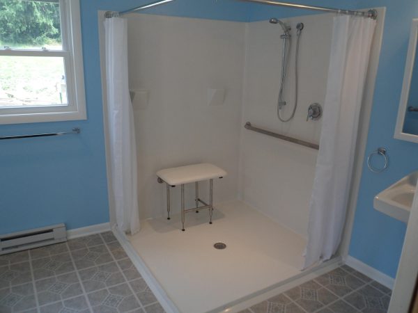 fiberglass curbless shower