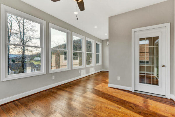 Sunroom, Hardwood floors, windows, ductless mini-split, recessed sliding glass door, veteran, SAH, Roanoke, VA
