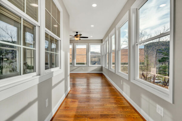 Sunroom, Hardwood floors, windows, ductless mini-split, recessed sliding glass door, veteran, SAH, Roanoke, VA