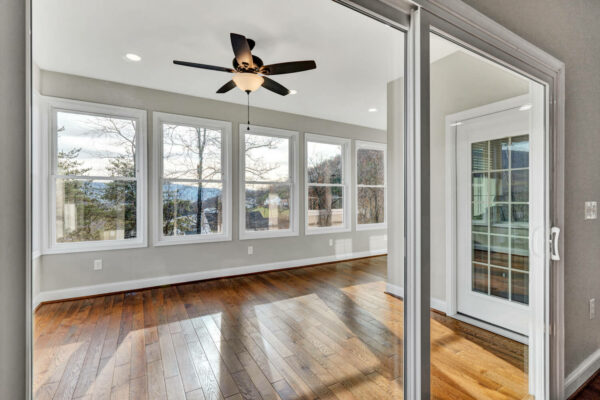 Sunroom, Hardwood floors, windows, ductless mini-split, recessed sliding glass door, veteran, SAH, Roanoke, VA