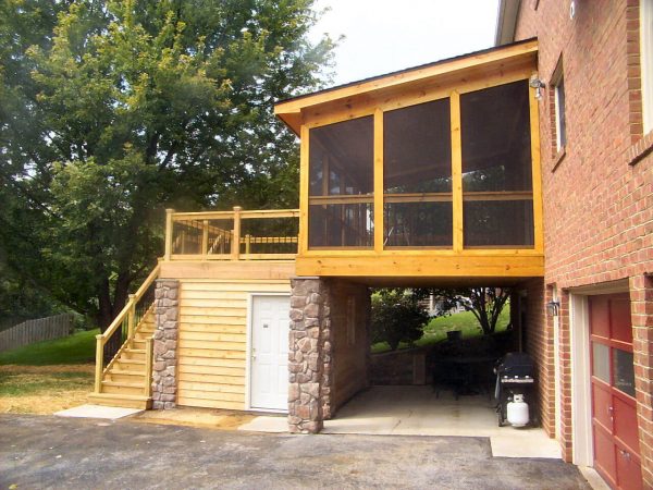 salem virginia custom screened porch deck rock columns stairs