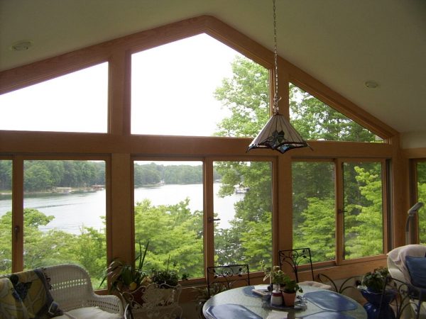 sunroom vaulted ceiling addition smith mountain lake, virginia