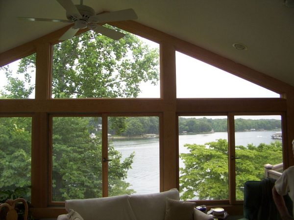 sunroom vaulted ceiling addition smith mountain lake, virginia