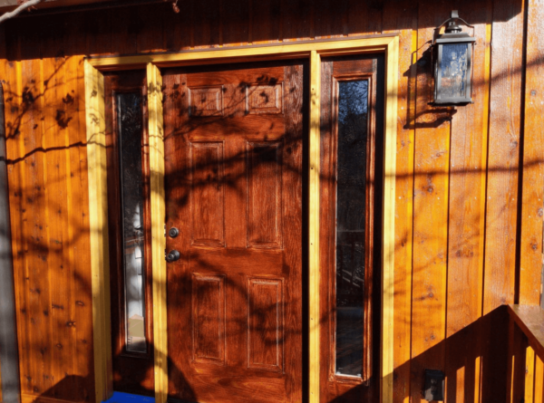 Salem Virginia, Front Door, Stained Wood, Glass inset