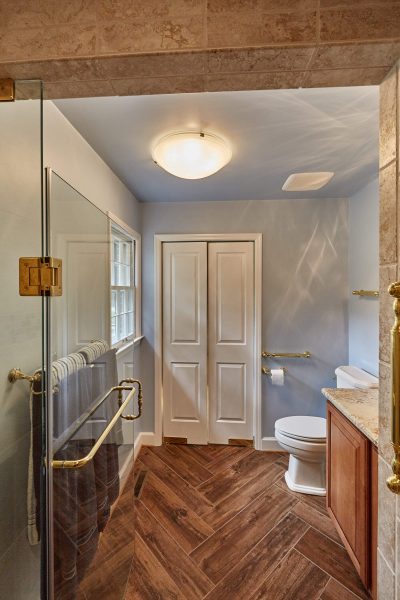 SAH veteran custom tile curbless shower grab bars wheelchair accessible bathroom roanoke virginia