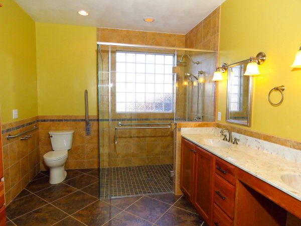 SAH veteran salem virginia bathroom aging in place roll under sink curbless shower custom tile