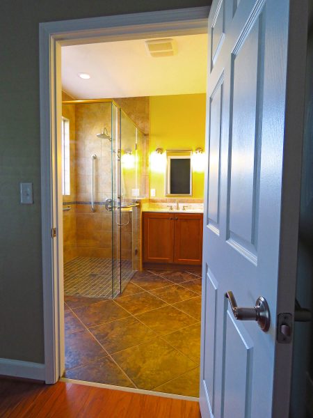 SAH veteran salem virginia bathroom aging in place roll under sink curbless shower custom tile