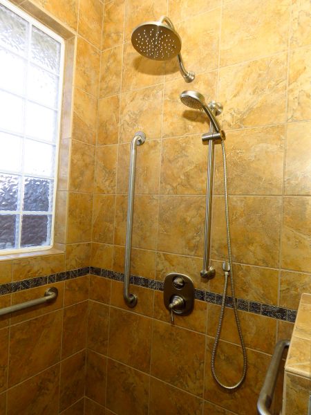 SAH veteran salem virginia bathroom aging in place roll under sink curbless shower custom tile