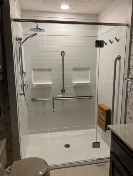 Radford, VA, Curbless Shower, Grab Bars, Fold down shower seat