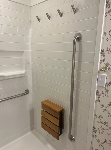 Radford, VA, Curbless Shower, Grab Bars, Fold down shower seat